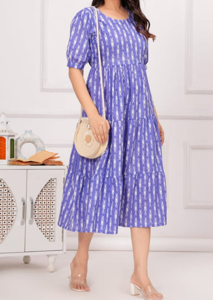 Blue Flocks Cotton Dress