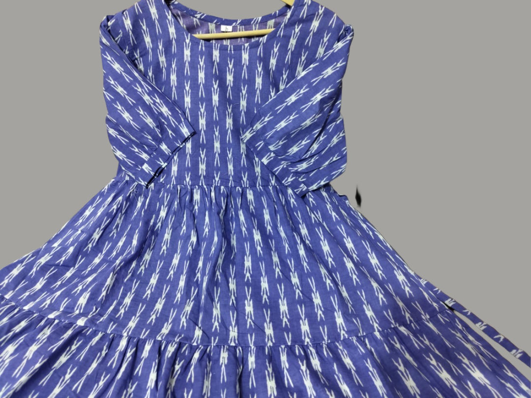 Blue Flocks Cotton Dress