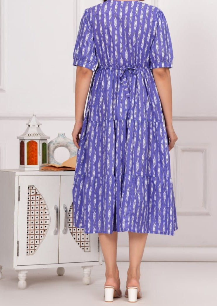 Blue Flocks Cotton Dress