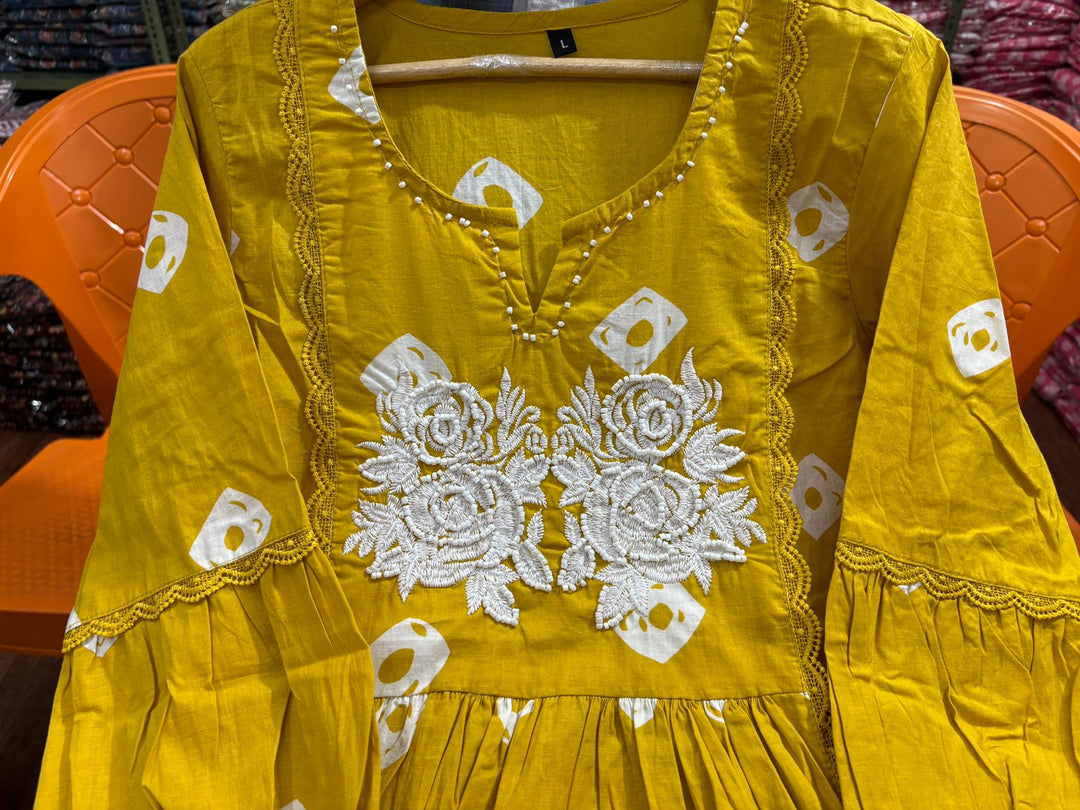 All in Yellow Cotton Kurti Set