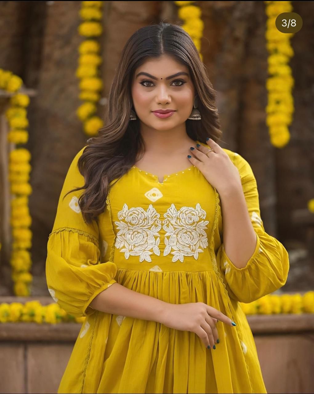 All in Yellow Cotton Kurti Set