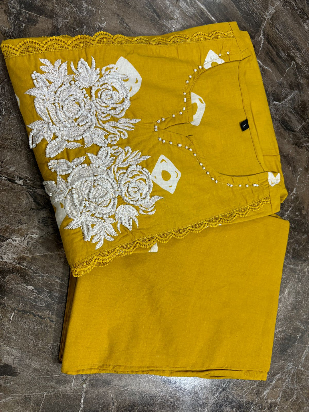 All in Yellow Cotton Kurti Set