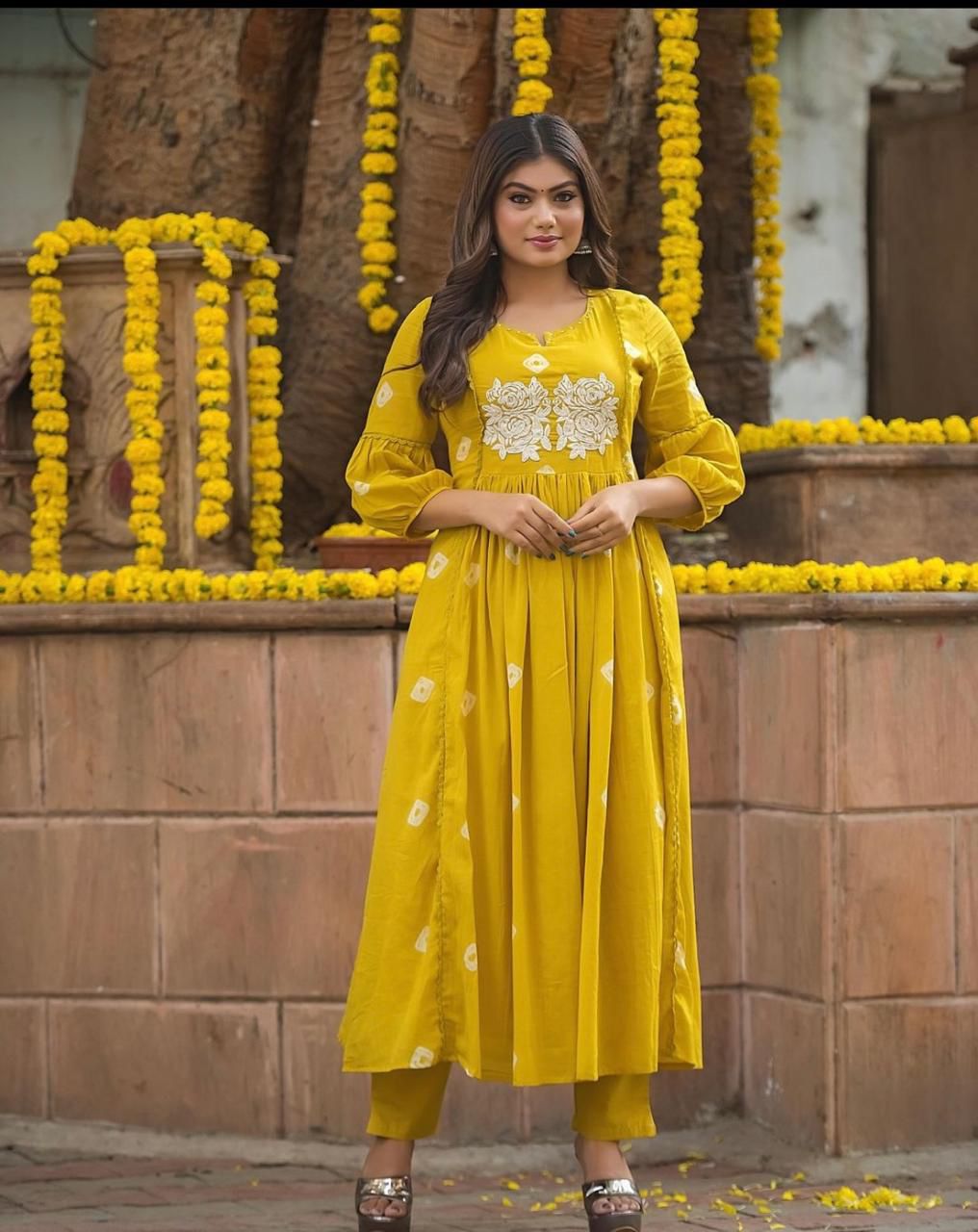 All in Yellow Cotton Kurti Set