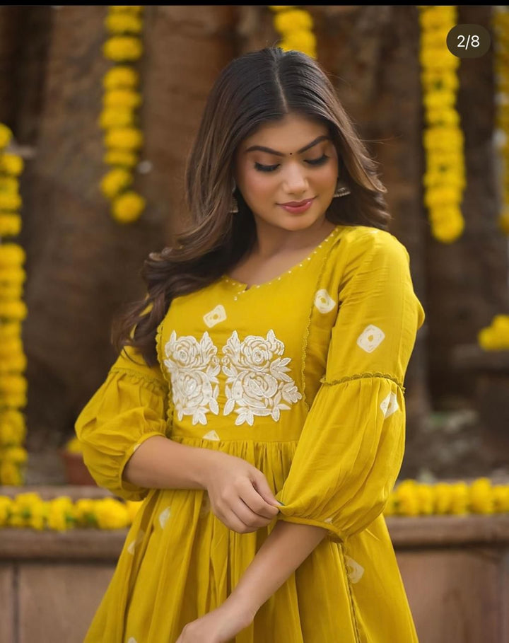 All in Yellow Cotton Kurti Set