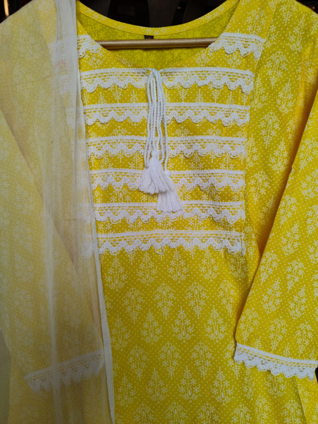 Pastel love Jaipur Kurti Set(Emerging Yellow)