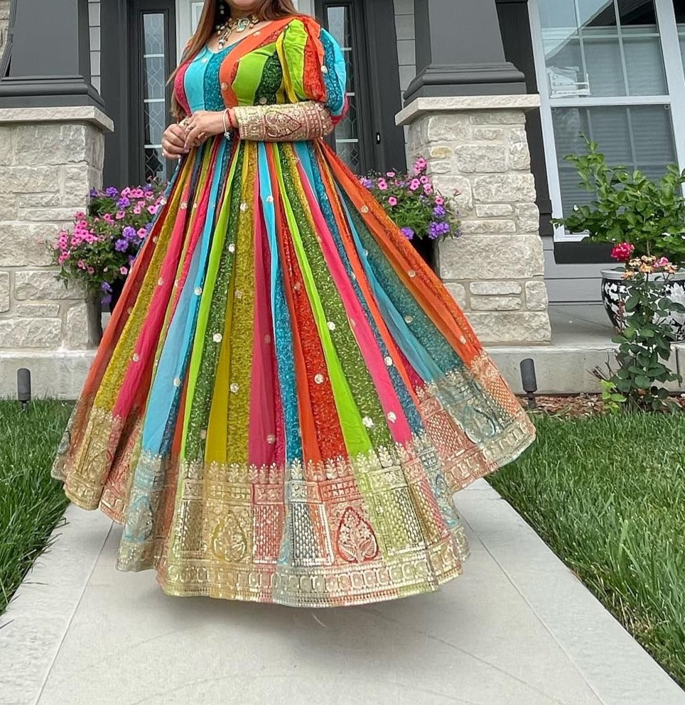 Brightest Rainbow - Designer Georgette Gown