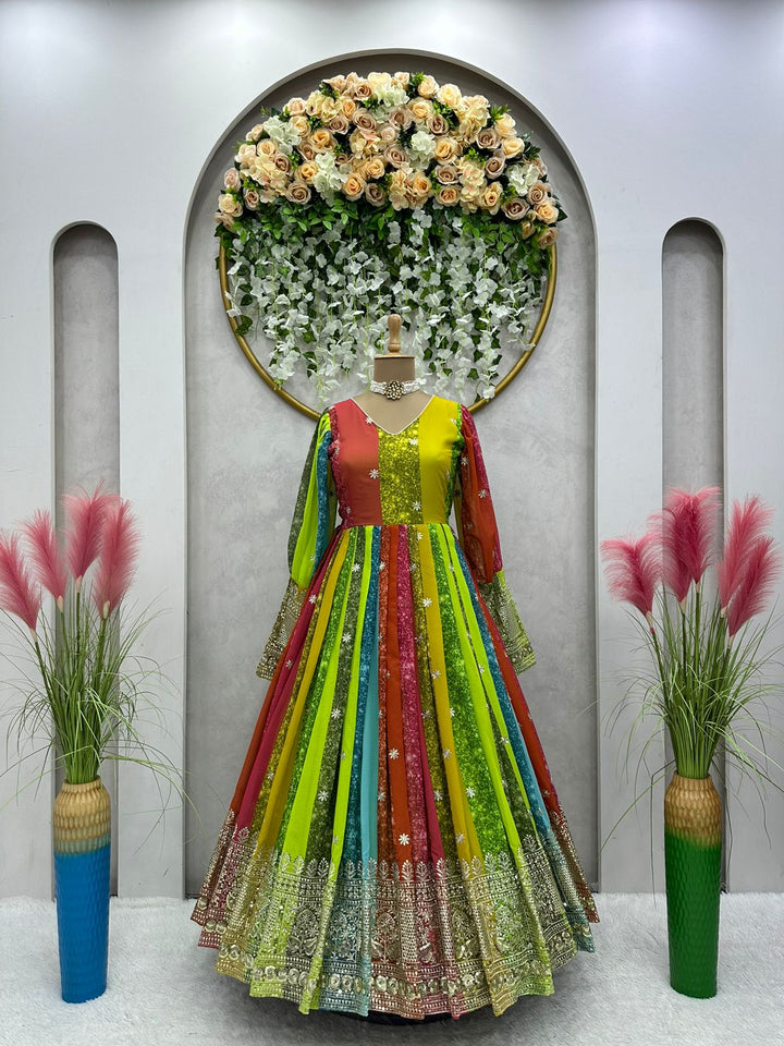 Brightest Rainbow - Designer Georgette Gown