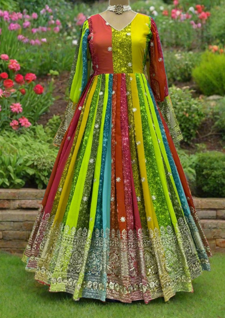 Brightest Rainbow - Designer Georgette Gown