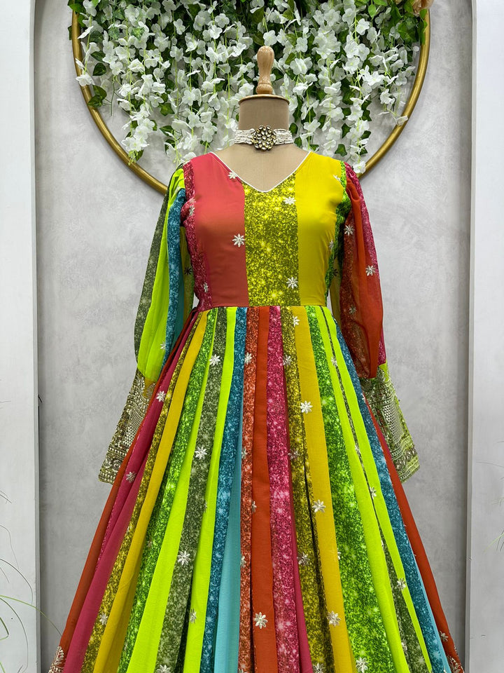 Brightest Rainbow - Designer Georgette Gown