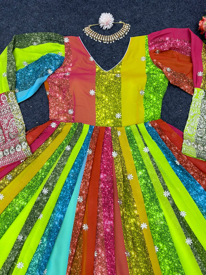 Brightest Rainbow - Designer Georgette Gown