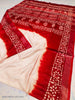 Be You - White Red Cotton Linen Batik Saree