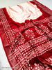 Be You - White Red Cotton Linen Batik Saree