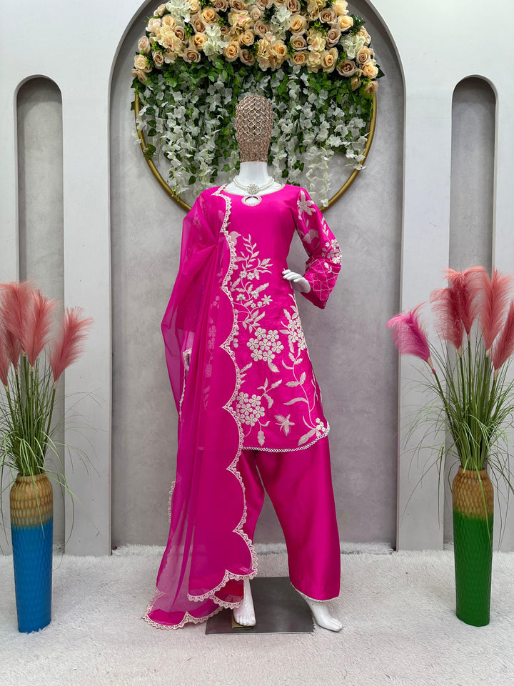 Nostalgic Pink - Designer Satin Suit Set