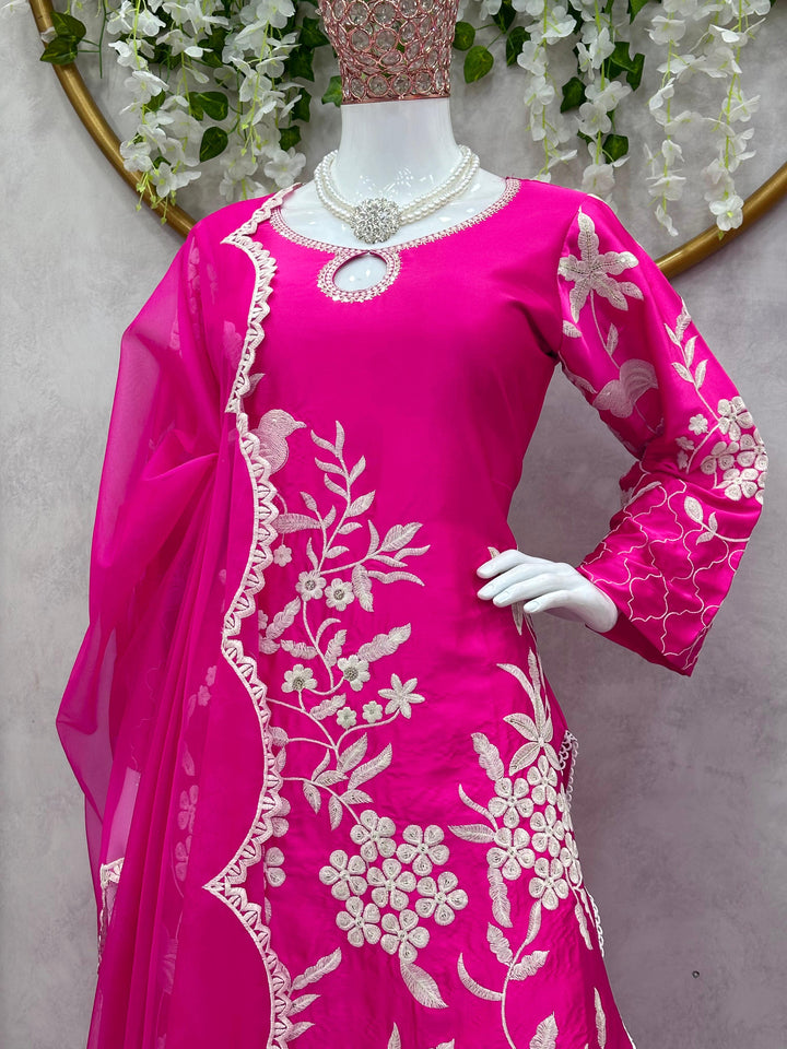 Nostalgic Pink - Designer Satin Suit Set