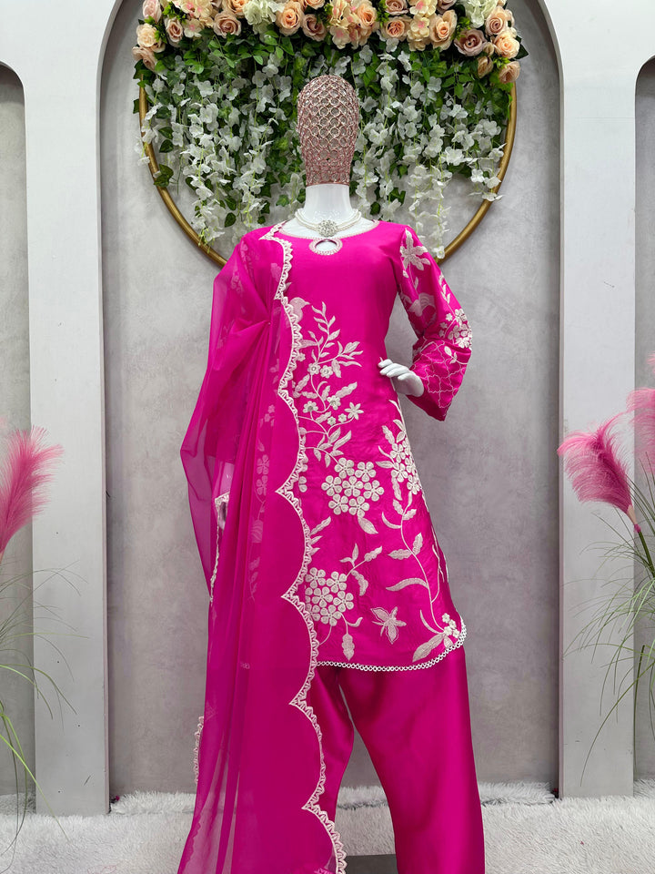 Nostalgic Pink - Designer Satin Suit Set