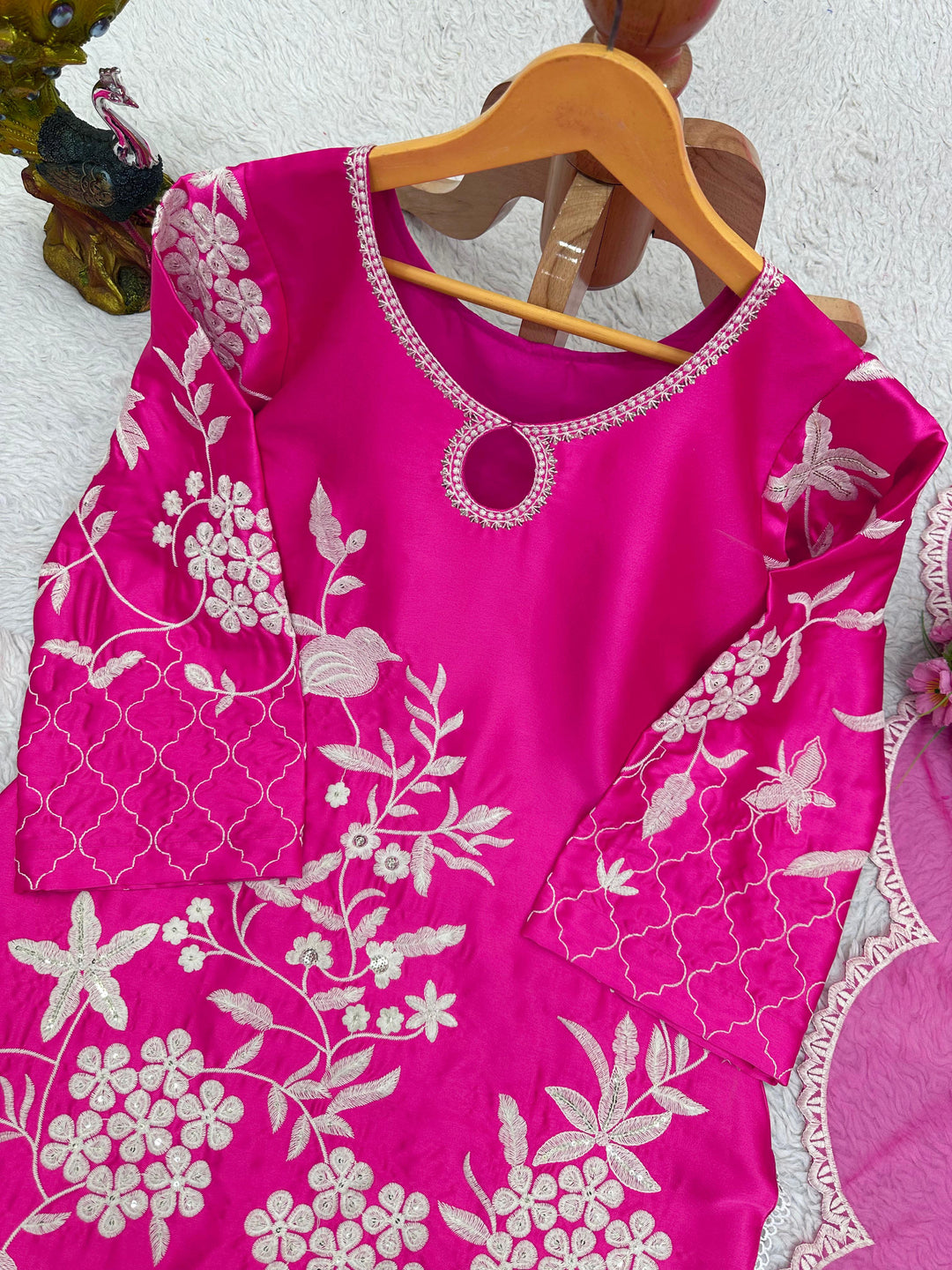 Nostalgic Pink - Designer Satin Suit Set