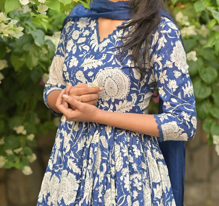 Blue Charm Cotton Kurti Set