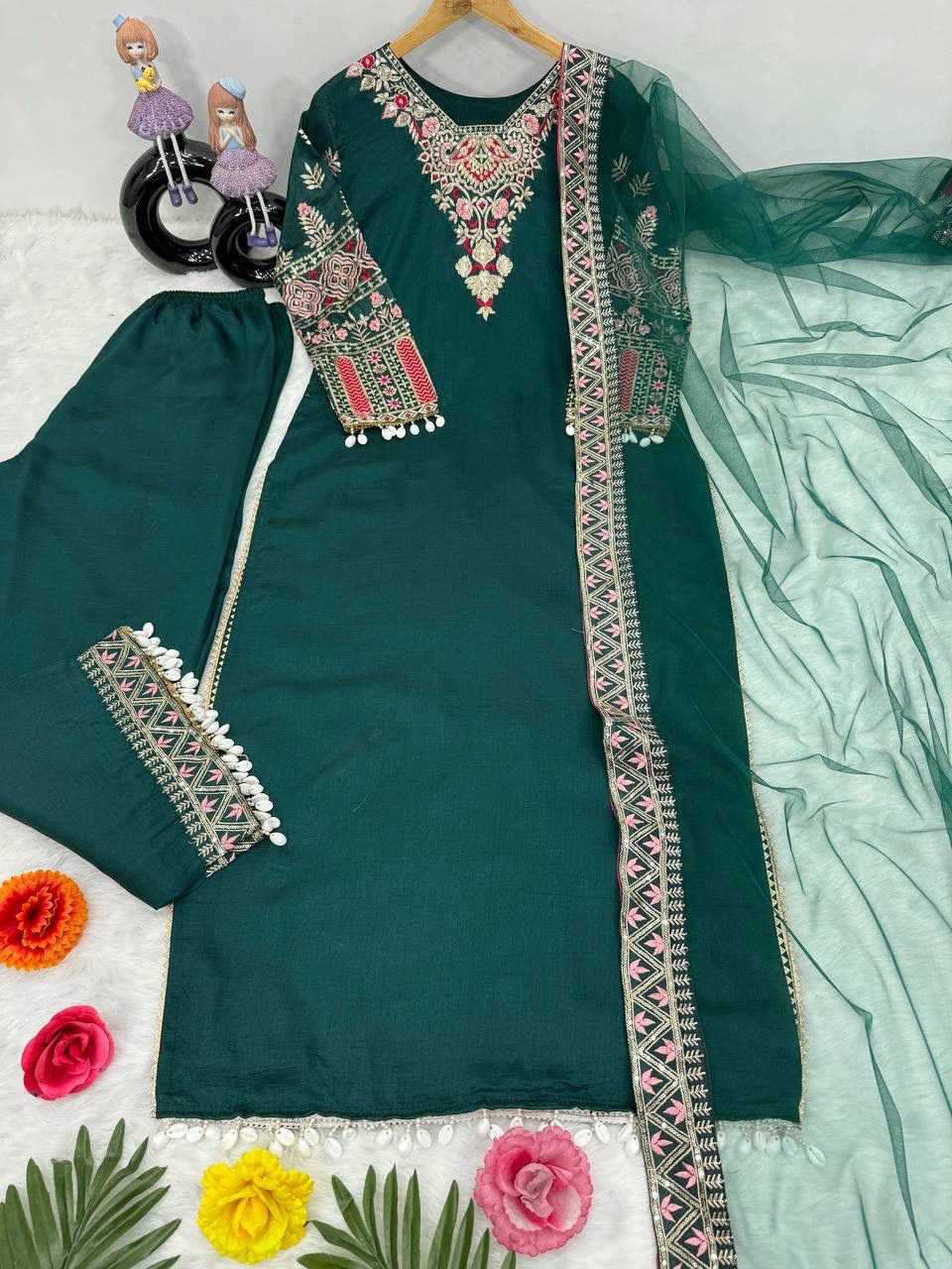 The Seasons Of Life Vichitra Silk Kurti Set