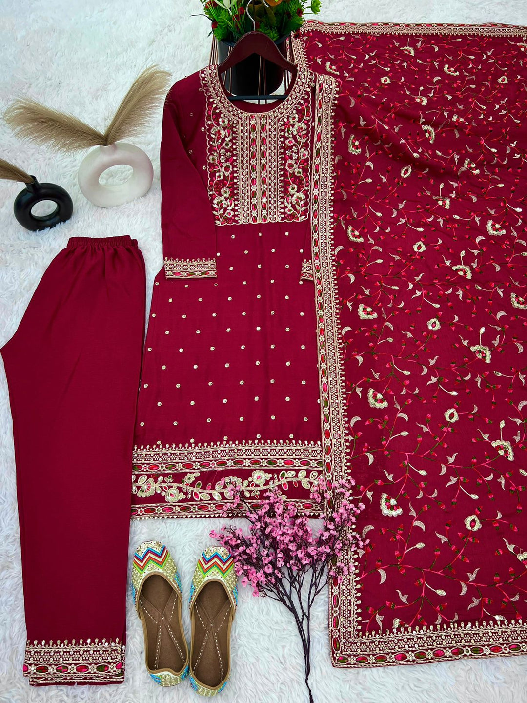 Calcutta Queen Chinnon Silk Kurti Set