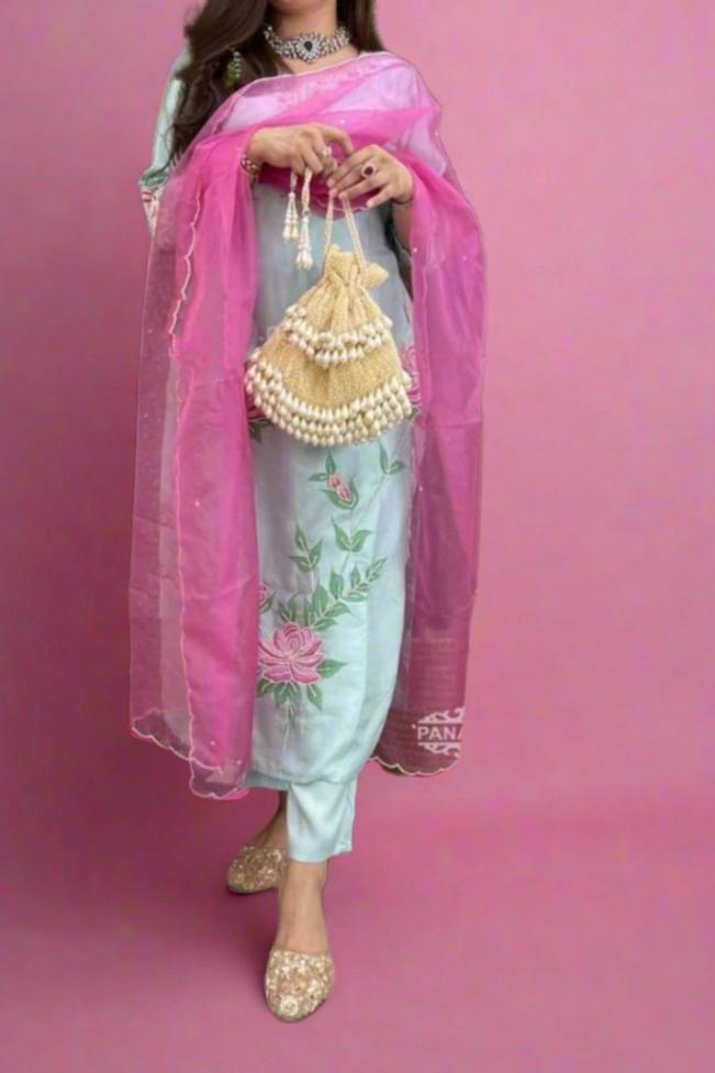 Pink Sky - Cotton Kurti Set