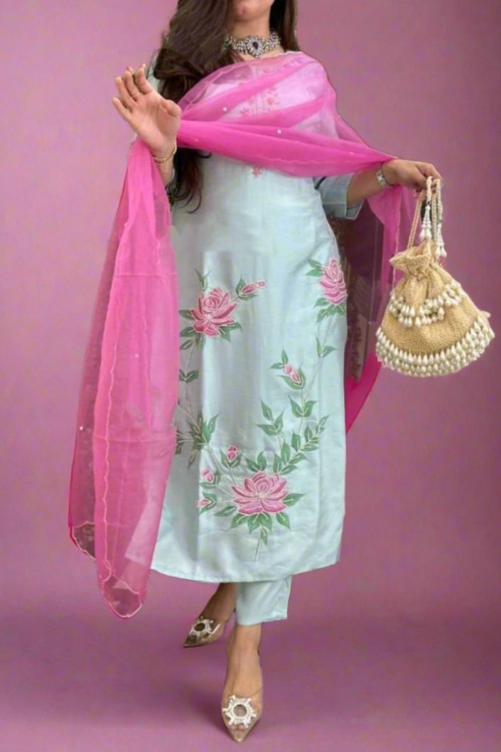 Pink Sky - Cotton Kurti Set