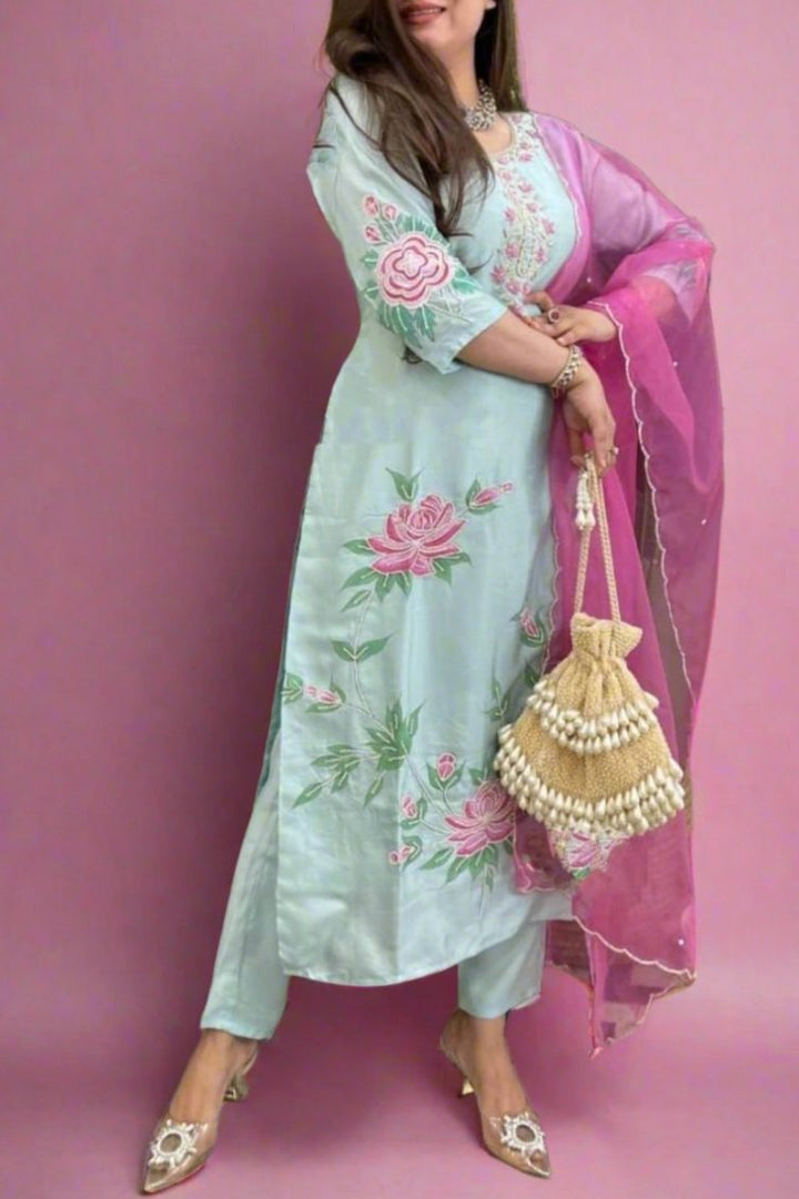 Pink Sky - Cotton Kurti Set