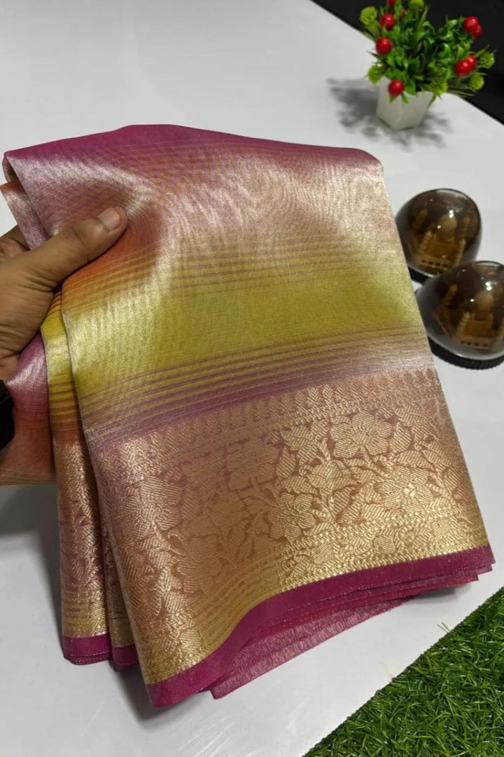 In Search Of You- A Multi Color Trendy Banarasi Tissue Saree