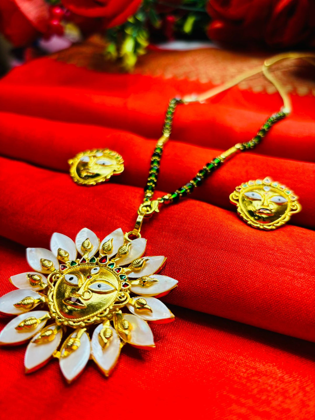 Durga Puja Special Gold Plated Jewellery(Sea Shell Design)