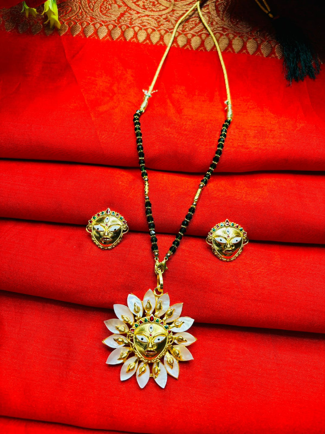 Durga Puja Special Gold Plated Jewellery(Sea Shell Design)