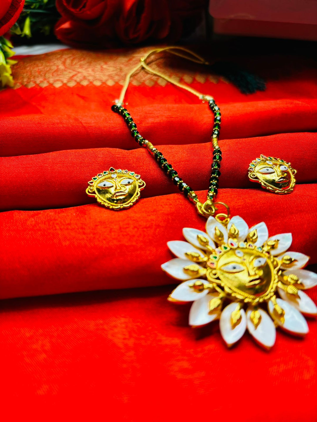 Durga Puja Special Gold Plated Jewellery(Sea Shell Design)