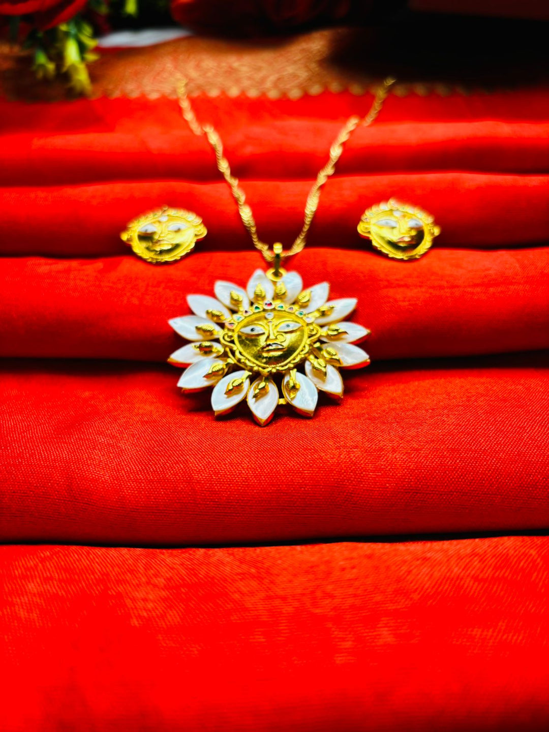 Durga Puja Special Gold Plated Jewellery(Sea Shell Design)