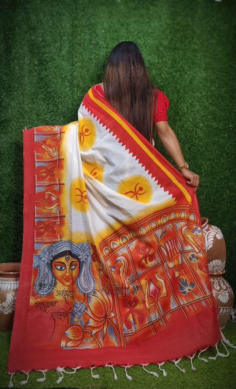 Durgeshnandini-Durga Puja Special Khadi Cotton Saree