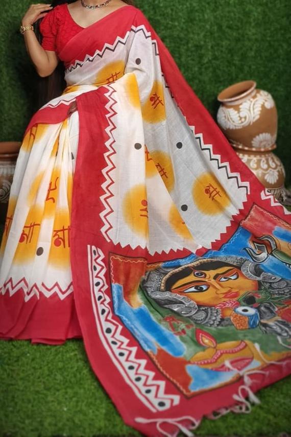 Durgeshnandini-Durga Puja Special Khadi Cotton Saree