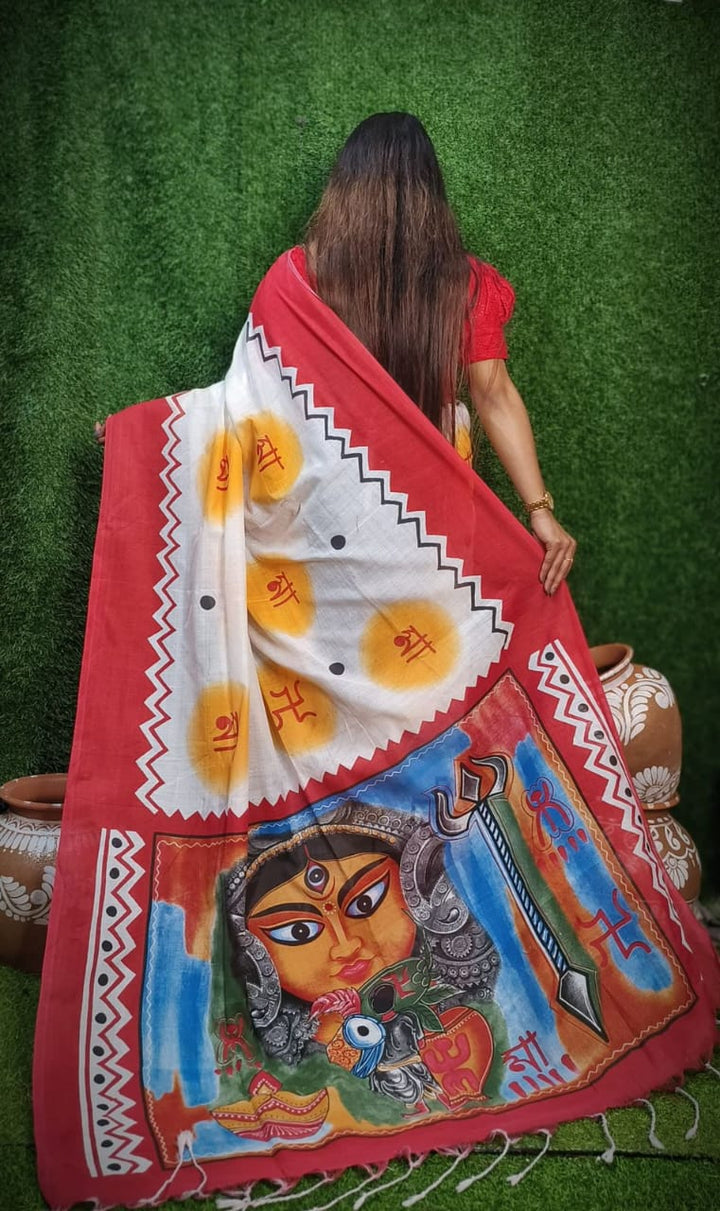 Durgeshnandini-Durga Puja Special Khadi Cotton Saree