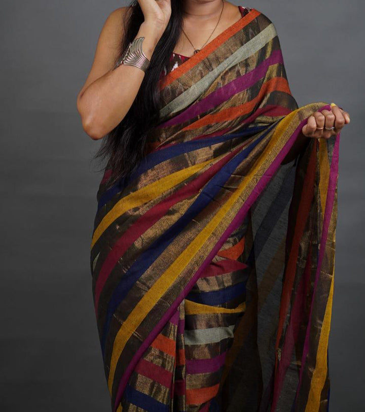 Kal-katha Khadi Cotton Saree