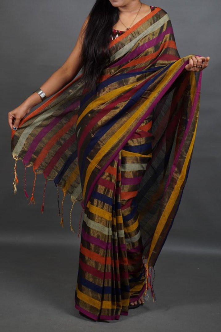 Kal-katha Khadi Cotton Saree