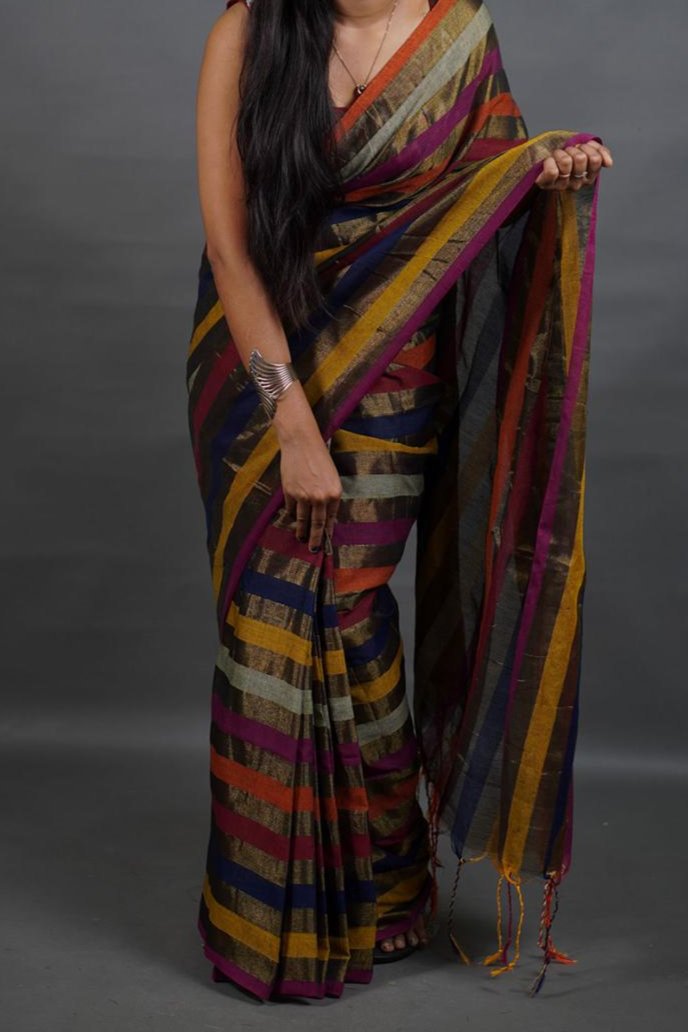 Kal-katha Khadi Cotton Saree