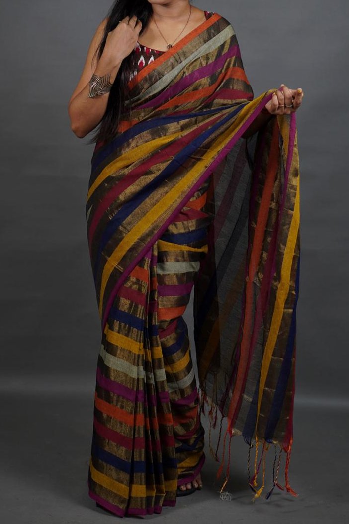 Kal-katha Khadi Cotton Saree