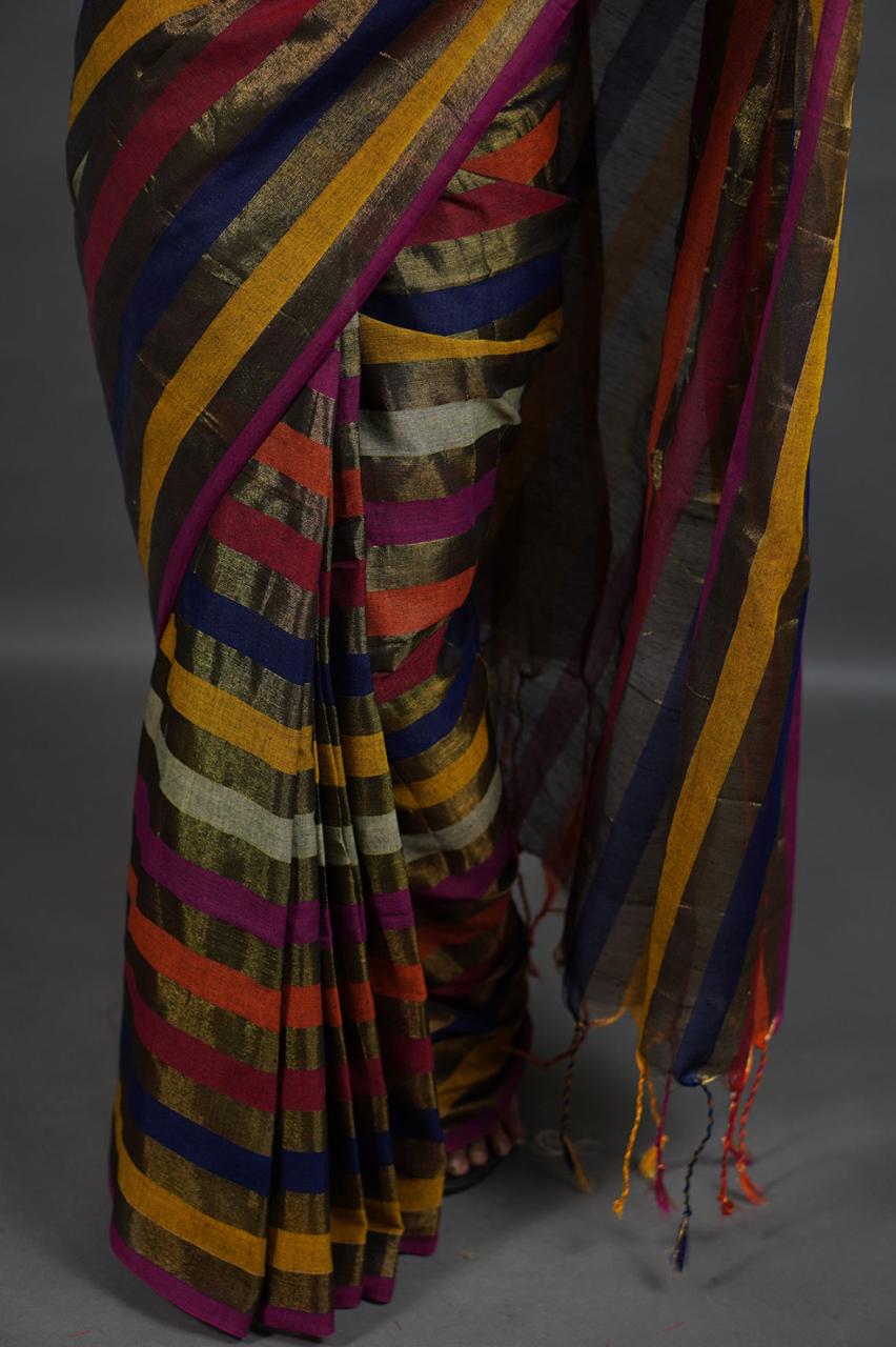 Kal-katha Khadi Cotton Saree