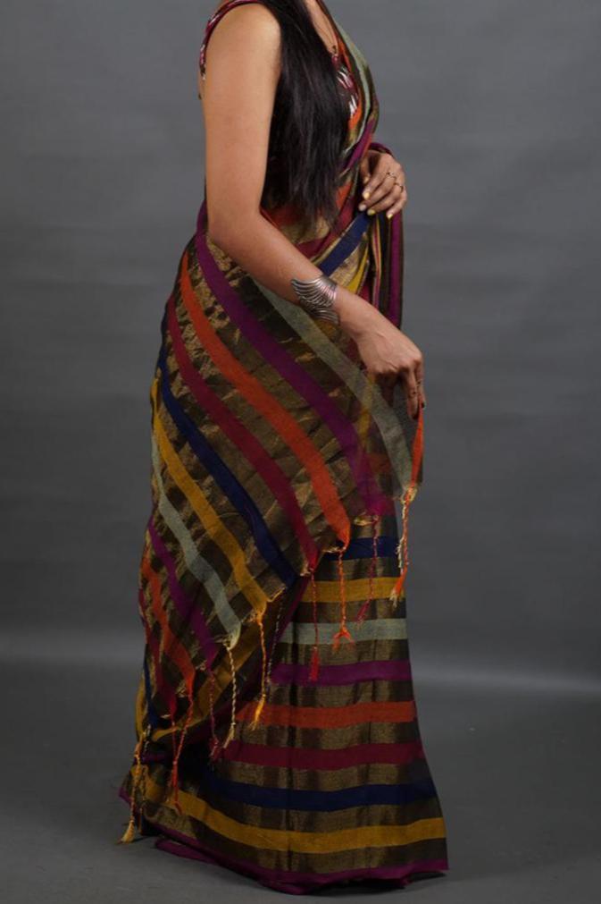 Kal-katha Khadi Cotton Saree