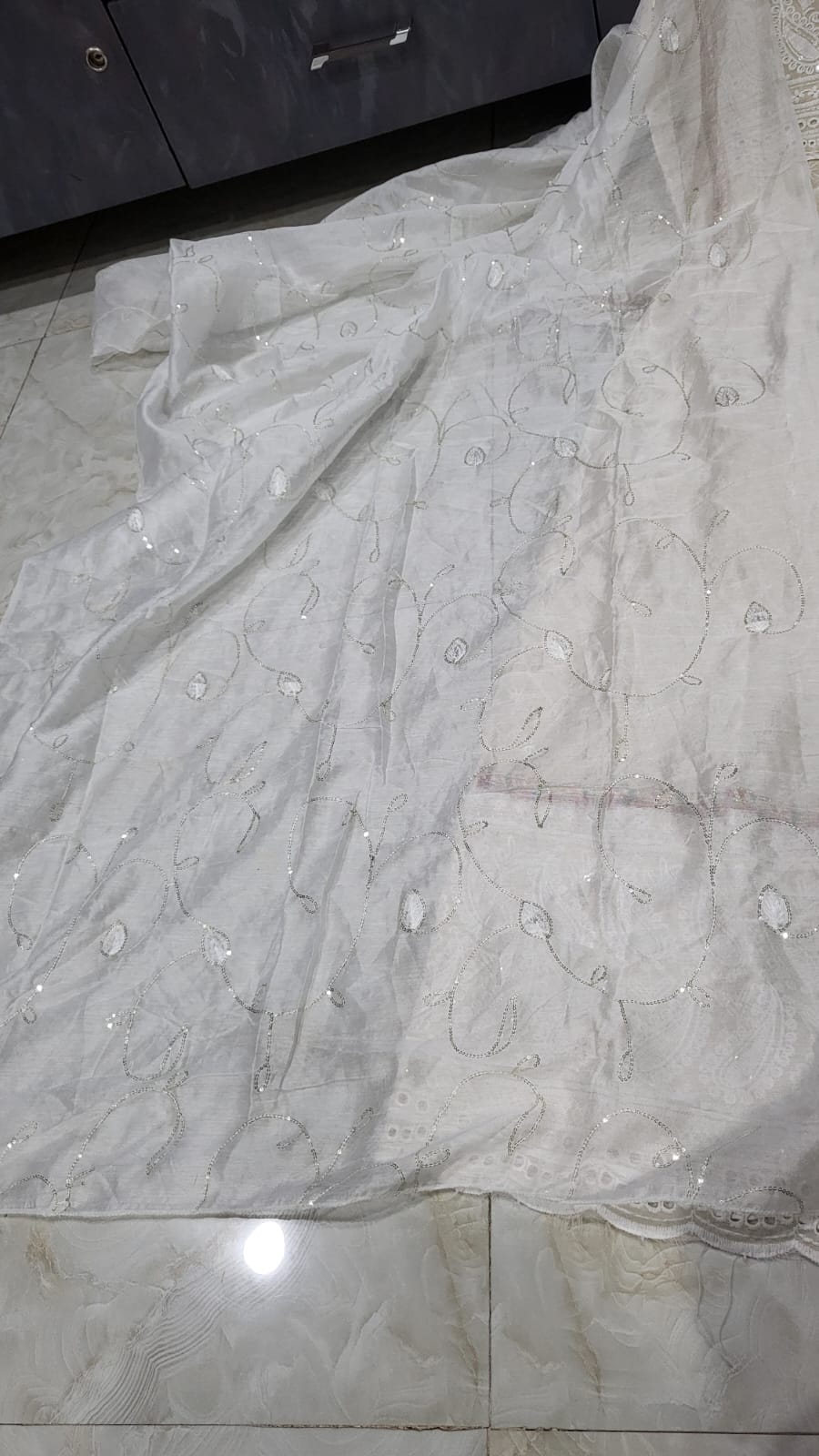 Sea And Moon Chikankari kurti