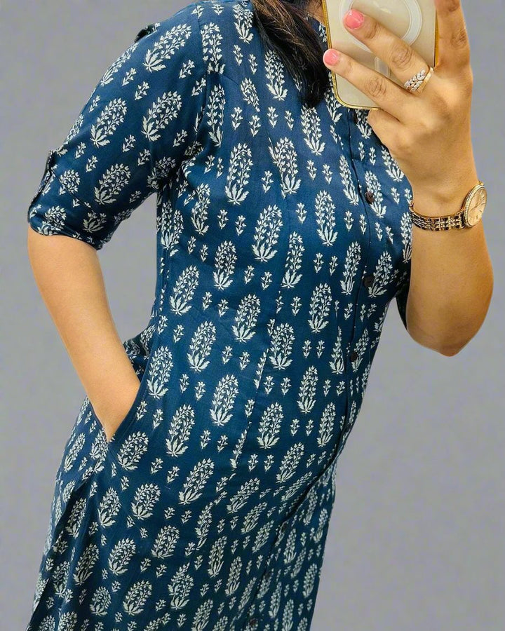 Talk With Mirror Cotton Kurti Set