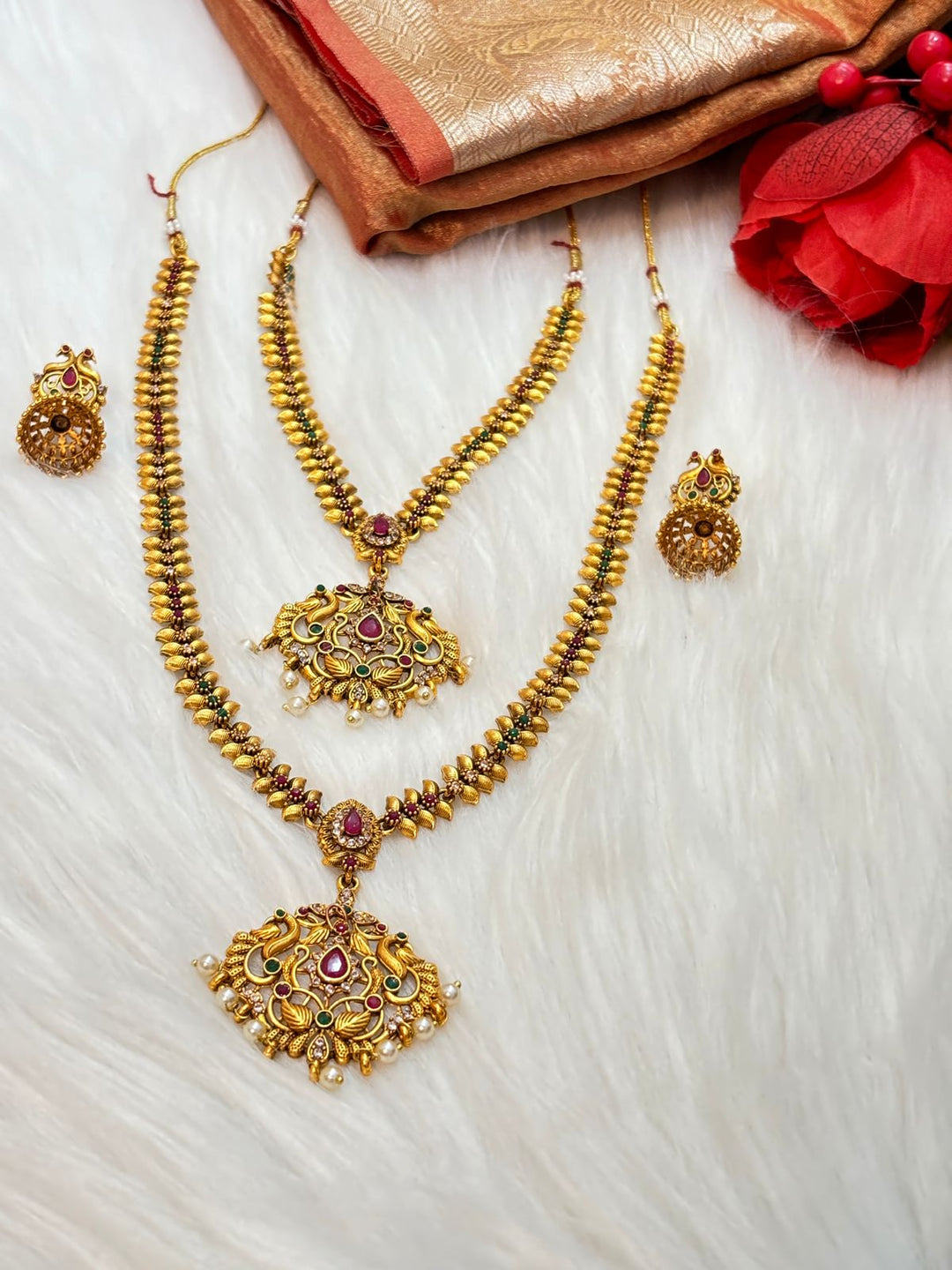 Double Layered South Temple Gold Plated Jewellery