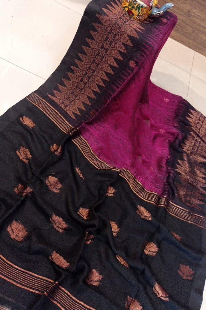 Sugandha Ikkat Linen Jamdani Saree