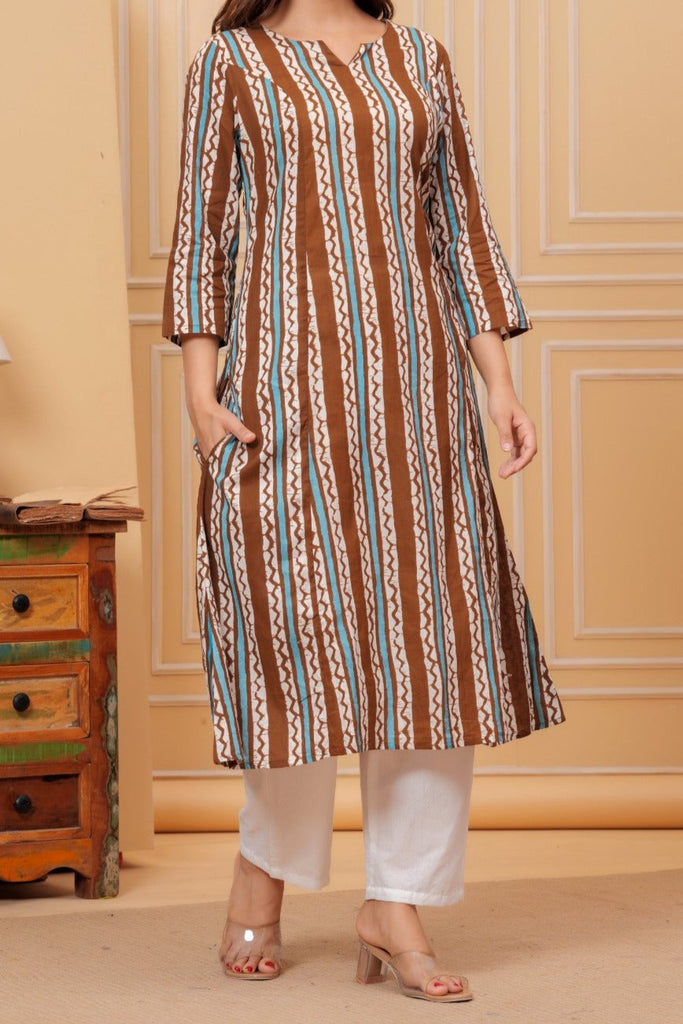 Single Stripe Cotton Kurti Set