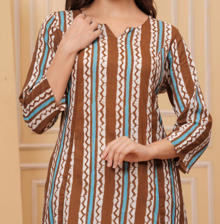 Single Stripe Cotton Kurti Set