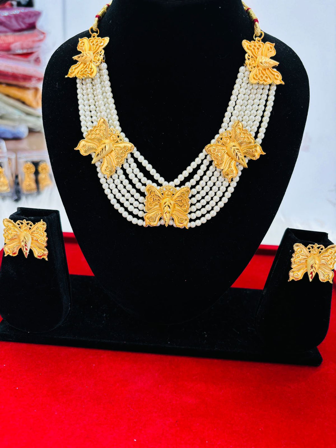 Cute Prajapati Special Pearl Gold Plated Multilayered Necklace