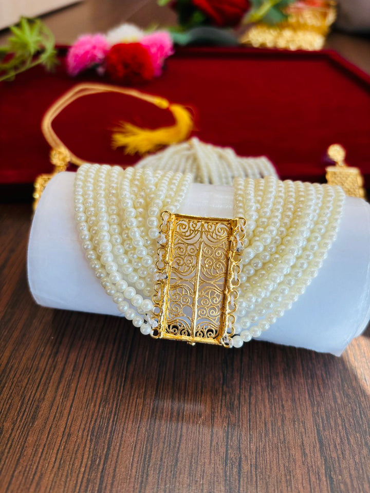 Multi- Layer Gold Plated Moti Har (Pearl Necklace)