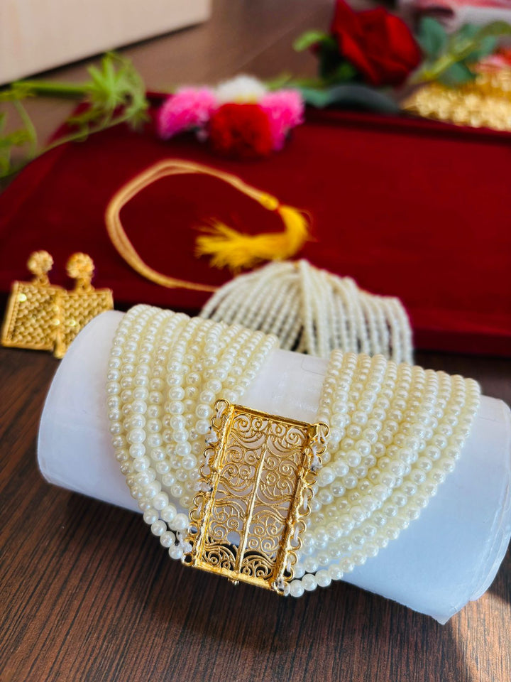 Multi- Layer Gold Plated Moti Har (Pearl Necklace)