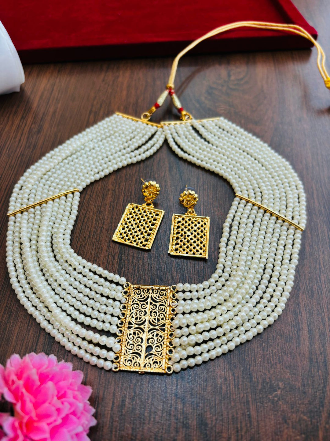 Multi- Layer Gold Plated Moti Har (Pearl Necklace)